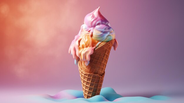 photo a colorful summer treat in melting ice cream