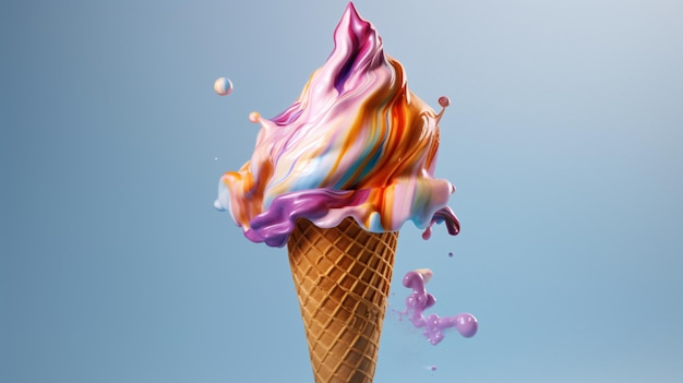 photo a colorful summer treat in melting ice cream