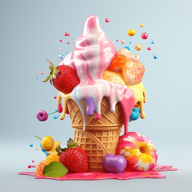 photo a colorful summer treat in melting ice cream