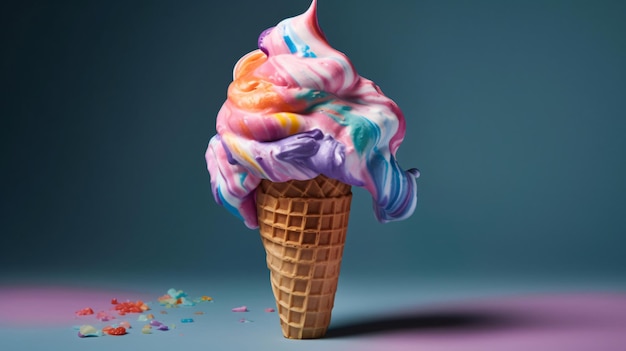 photo a colorful summer treat in melting ice cream