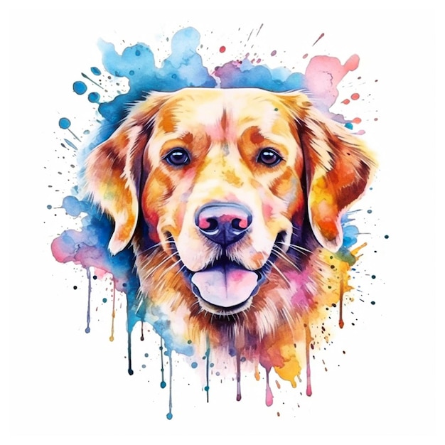 Photo a colorful watercolor dog face