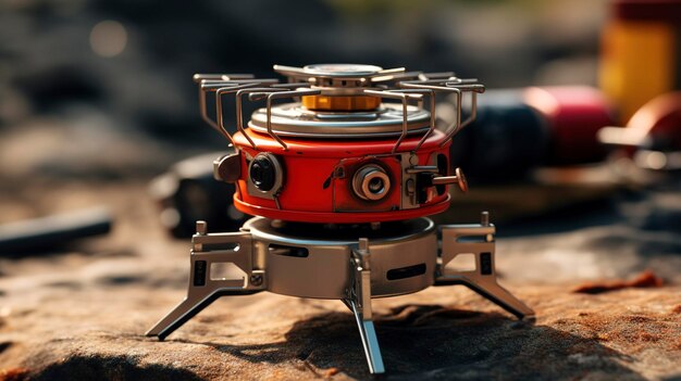 A photo of a compact and efficient camp stove