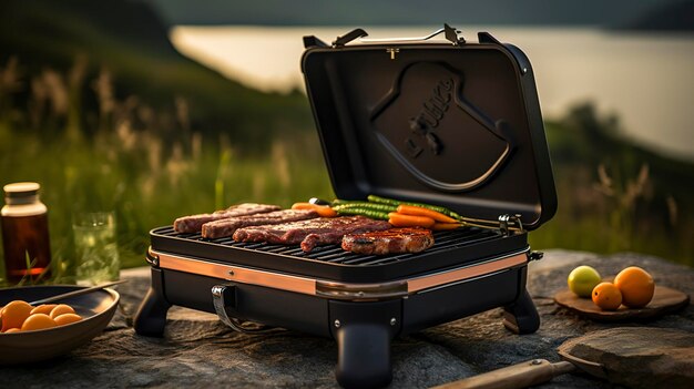 Photo a photo of a compact and efficient portable grill