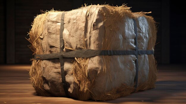 A photo of a compacted bale of recycled materials