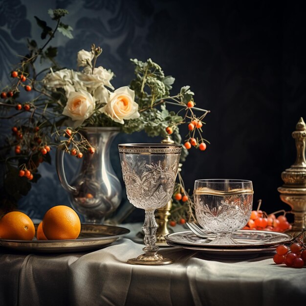 photo composition of elegant tableware on the table