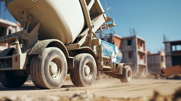 Photo a photo of a concrete mixer at rest on a construction site