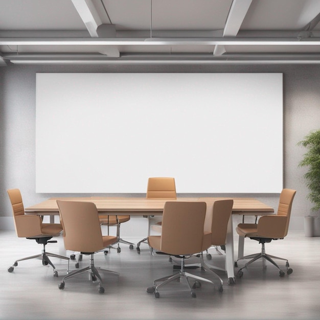 Photo conference office room with white wallpaper