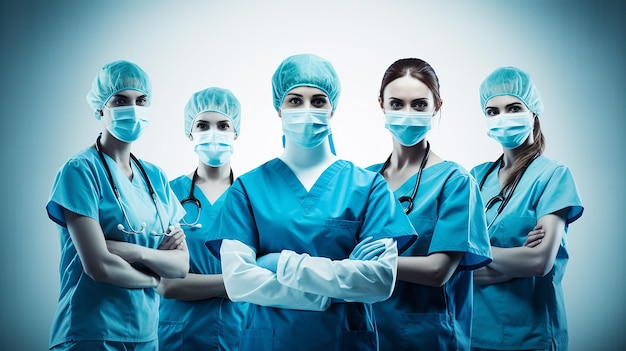 Photo of confident doctors and healthcare medical team