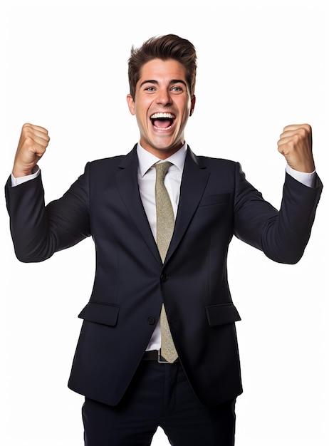 photo confident young businessman in suit standing