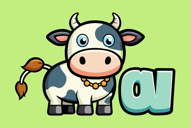 Photo photo confused cow thinking cartoon vector icon illustration animal nature icon concept isolated