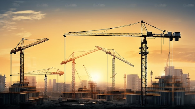 Photo of construction silhouette background design