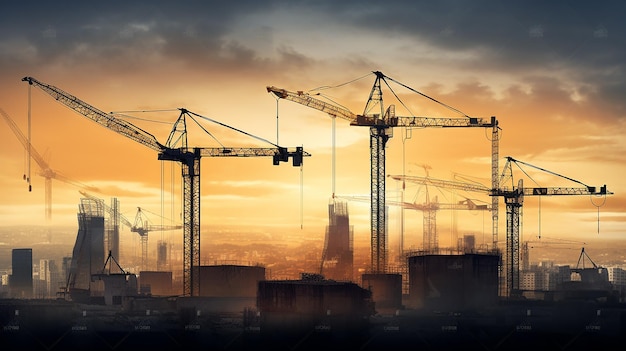 Photo of construction silhouette background design