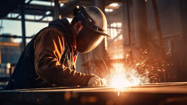 A photo of a construction site with a focus on welding