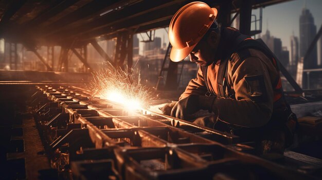 A photo of a construction site with a focus on welding