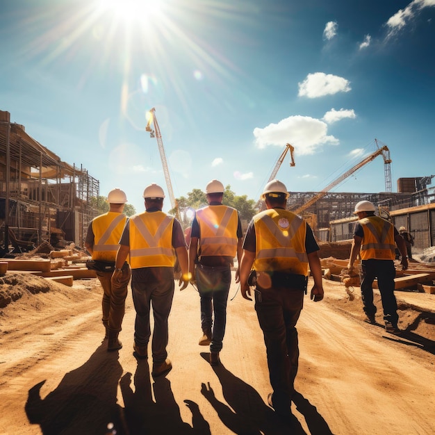 photo of construction workers leaving a construction site