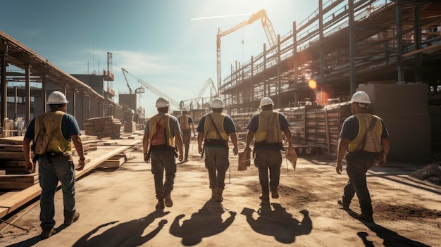 Premium Photo | Photo of construction workers leaving a construction site