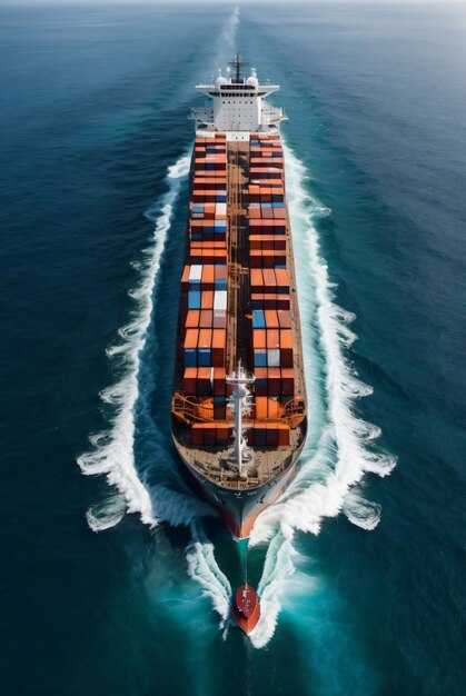 Photo photo container cargo ship sailed on ocean