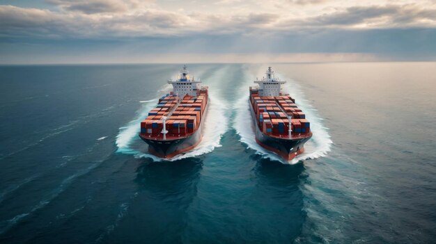 Photo photo container cargo ship sailed on ocean