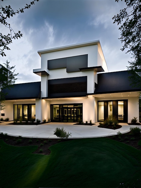 Photo of a contemporary house with expansive windows offering abundant natural light