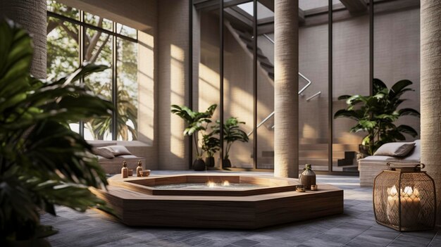 A photo of a contemporary spa interior