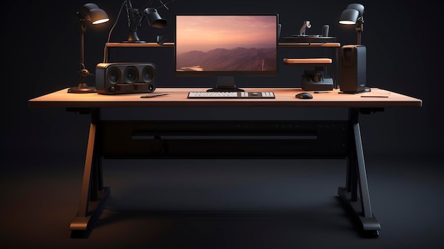 A photo of a contemporary standing desk