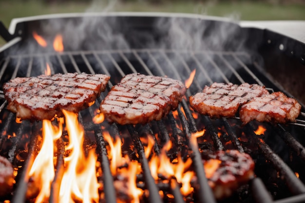 Photo photo cooking meat on the grill