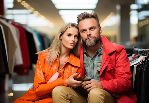 Photo photo couple shopping in the shopping mall