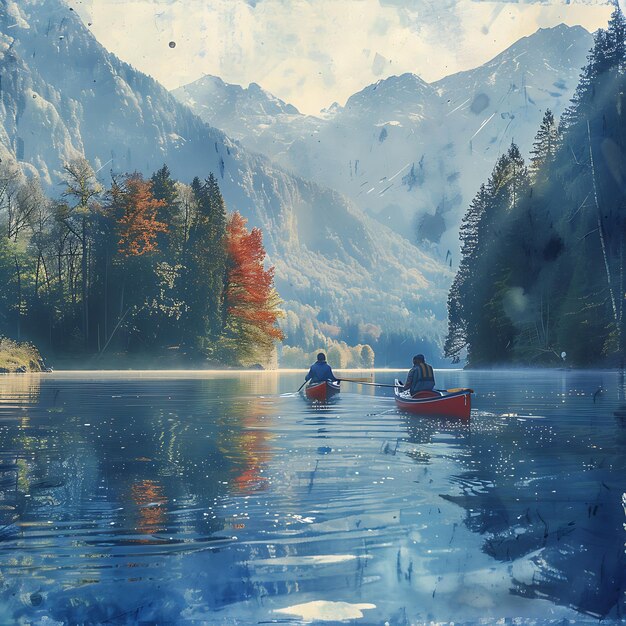 Photo of Couples Canoeing on an Austrian Lake With Strudel and Schnap Family Activities Job Care