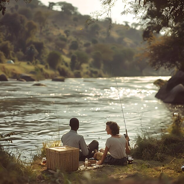 Photo of Couples Enjoying a Picnic by the Nile River in Uganda With F Family Activities Job Care