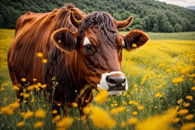 Photo photo cow in field