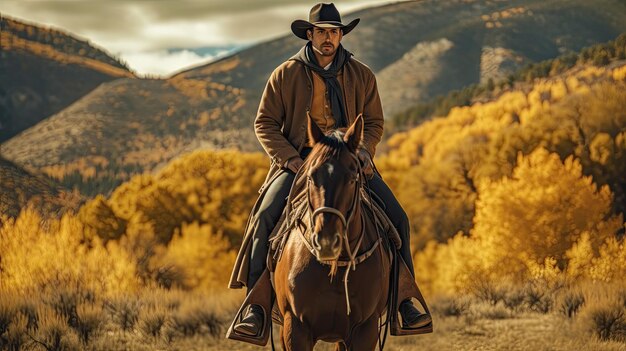 Photo photo of a cowboy on a horse