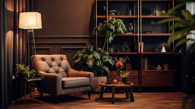 A photo of a cozy corner in a salon with stylish furniture