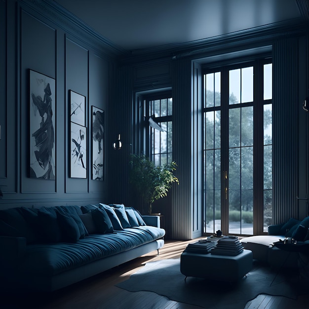 Photo of a cozy living room with ample natural light from a large window