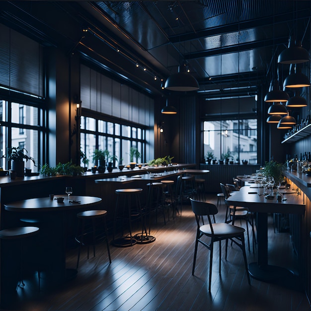 Foto foto di un ristorante accogliente con un ambiente accogliente e mobili rustici in legno