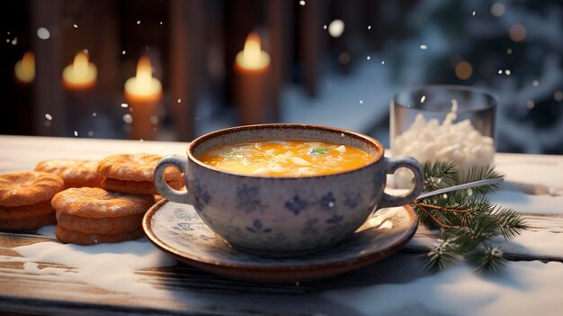 Photo a photo of a cozy winter soup