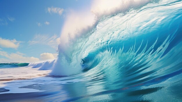 Photo a photo of a crashing ocean wave sandy shore