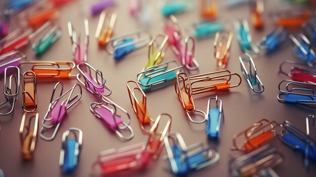 Photo a photo of a creative arrangement of paper clips and binder clips