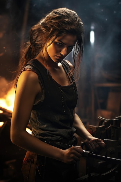 Photo of creative blacksmith in dark ambiance aesthetic