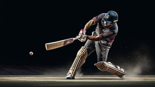 Photo a photo of a cricket player swinging the bat