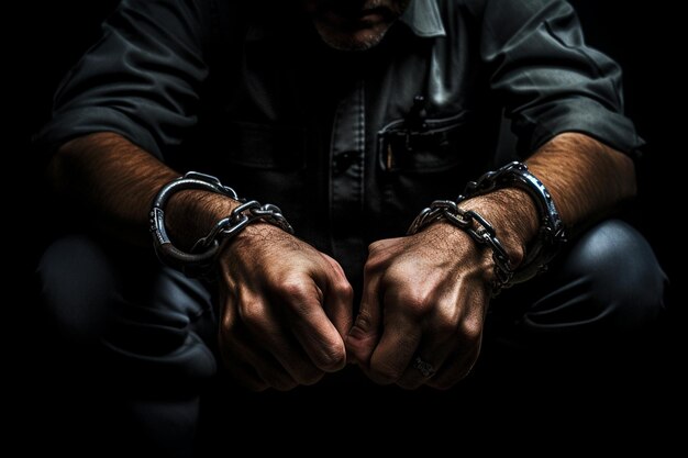 Photo photo criminal in handcuffs