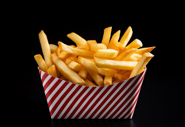 Photo photo of crispy french fries chips basket on isolated white background