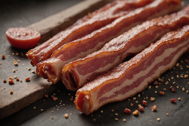 Photo of a crispy sliced bacon