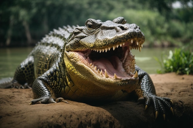 Photo photo of a crocodile in the jungle