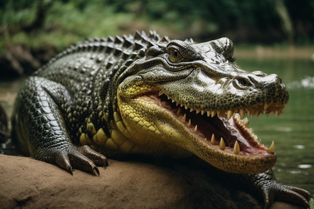 Photo photo of a crocodile in the jungle