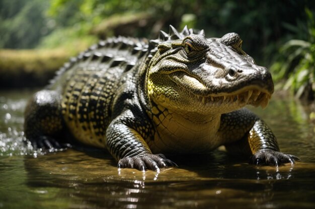 Photo photo of a crocodile in the jungle