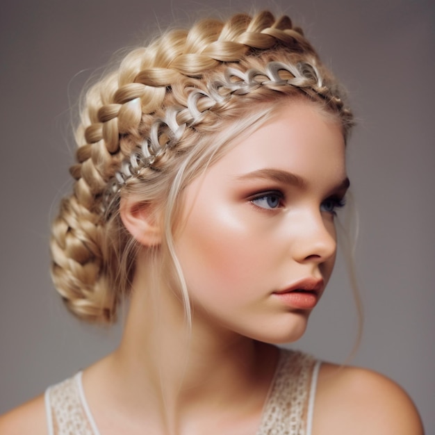 Premium AI Image | Photo of Crown Braid