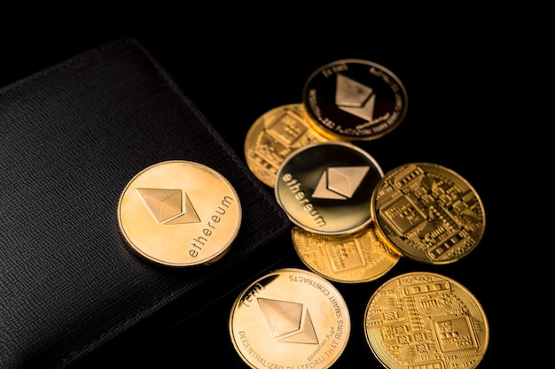 Photo of Cryptocurrency and ethereum coins concept