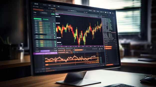 A photo of a cryptocurrency price chart on a computer screen