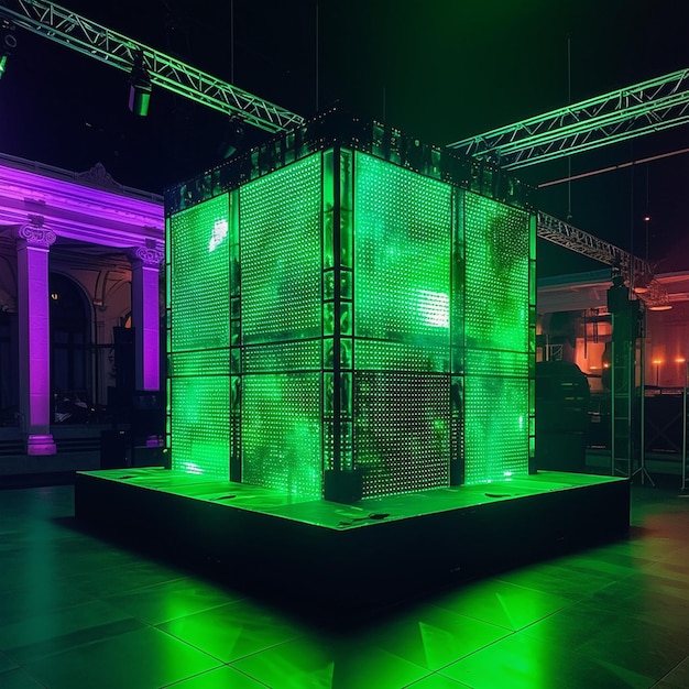 Photo cube or box consists matrix of digitsfuturistic modern