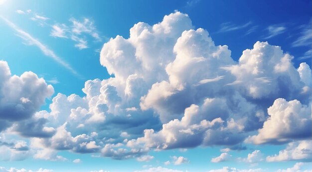 은 날 밝은 파란 하늘에서 Cumulonimbus 구름의 사진 아래에서 찍은